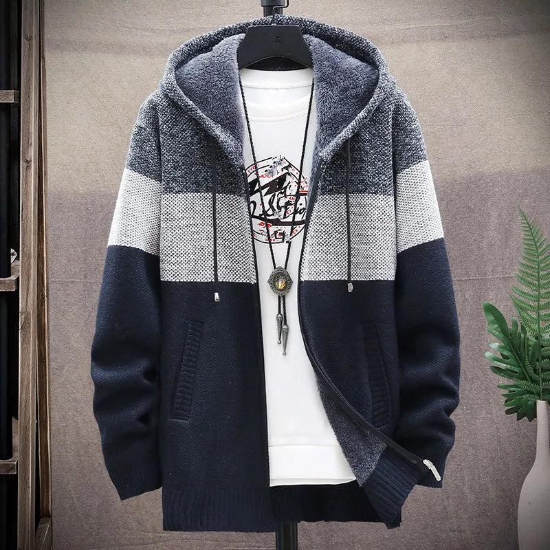 Fleece-Cardigan mit Kapuze