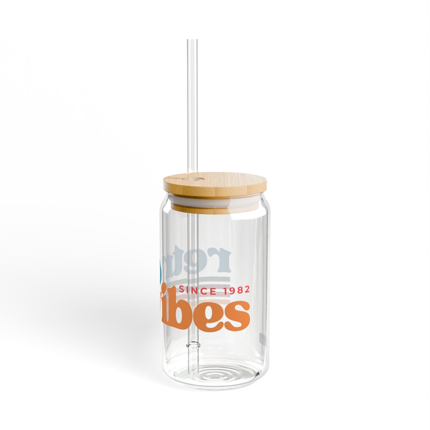 Retro Vibes Sipper-Glas, 470 ml umweltfreundliches Trinkglas für Sommerpartys und die Tage am Strand oder beim Grillabend mit Freunden.