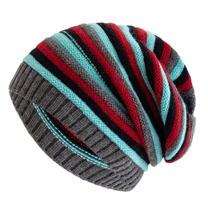 Slouchy Winter Beanie mit Streifen