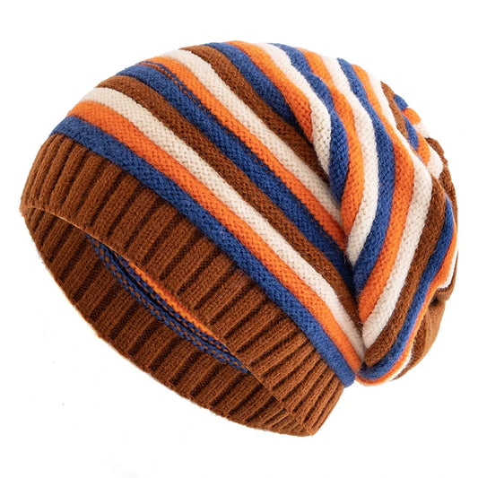 Slouchy Winter Beanie mit Streifen