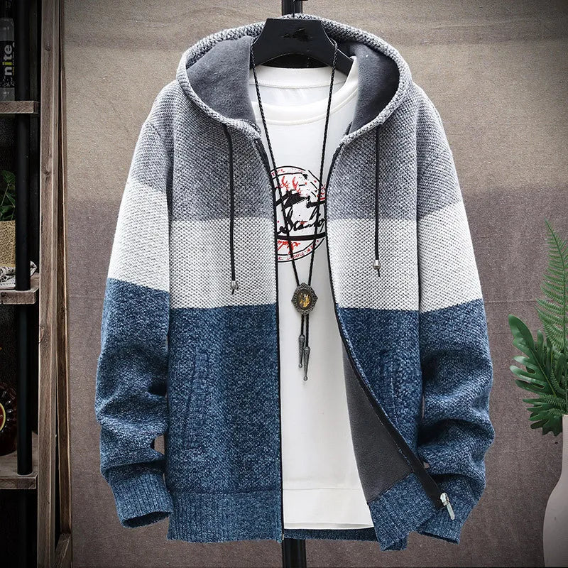 Fleece-Cardigan mit Kapuze